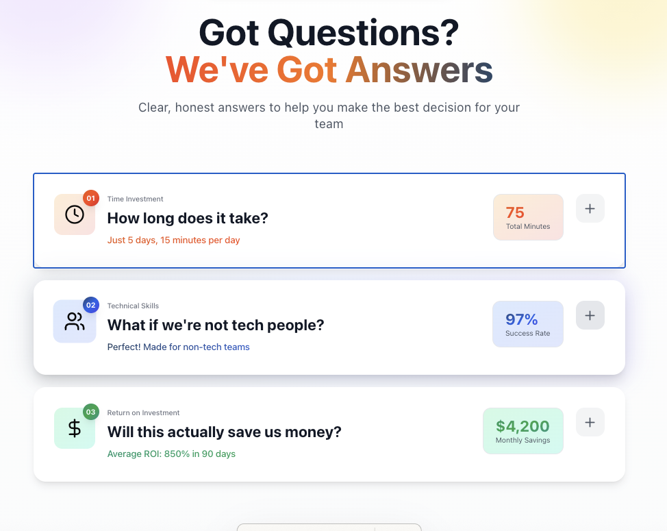 Precuity AI marketing site FAQ section
